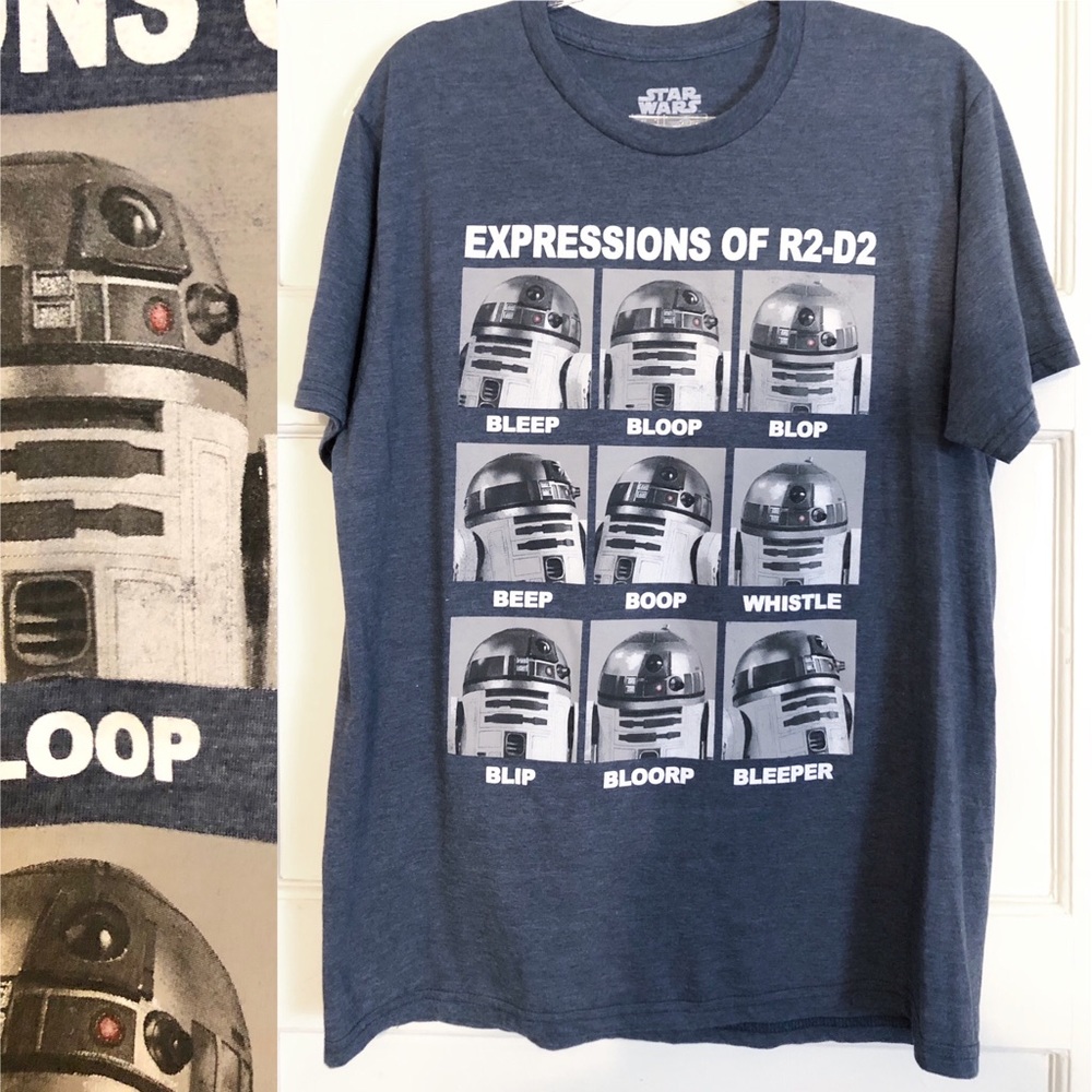 Unisex expressions of R2d2 funny mood tee size Large